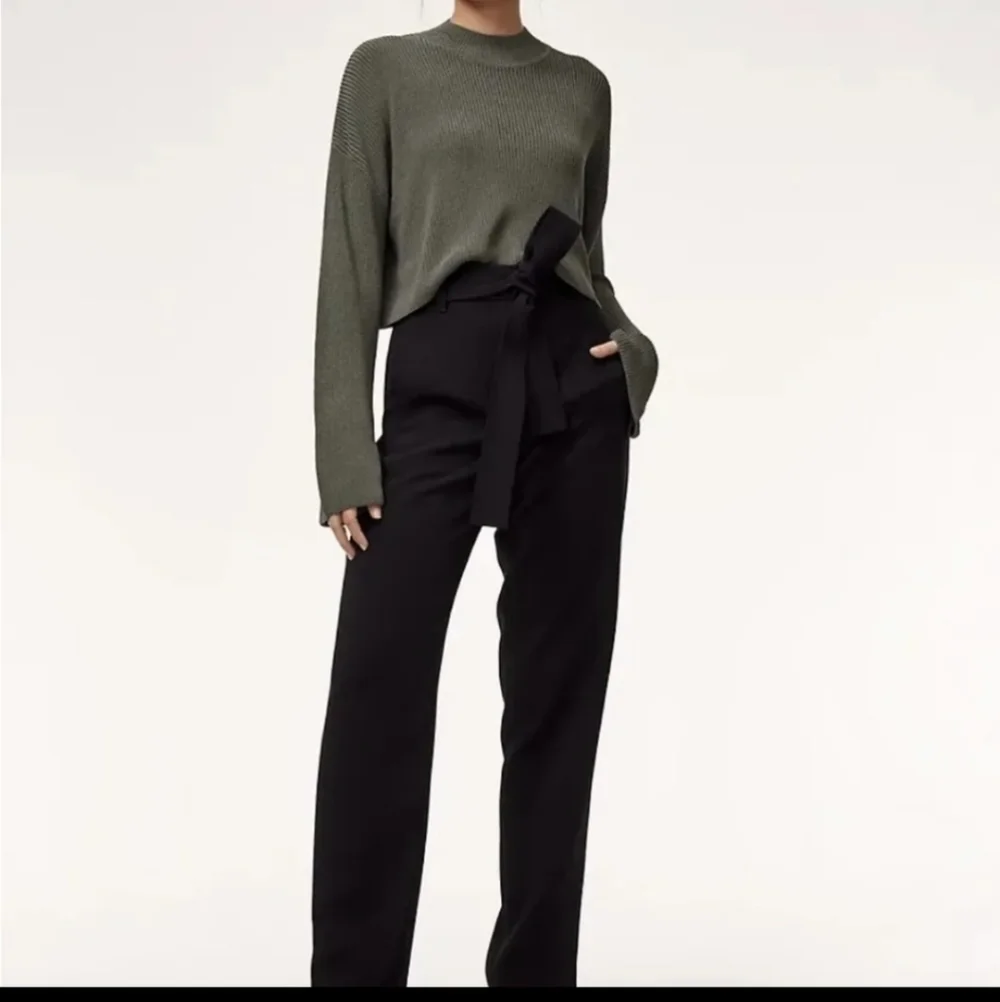 Aritzia Wilford Black Tie Crop Pants
